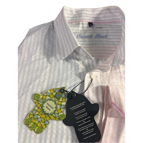 Visconti Black Mens Long Sleeve Style 3624 XL Limited Edition Fabric Pink Blue - Picture 4 of 5